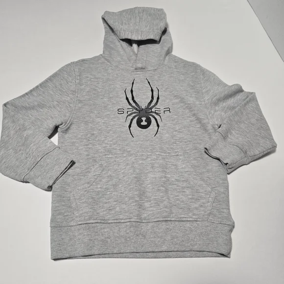 Gray Spider Logo Boy's Size 5/6 Fleece Hoodie - Picture 9 of 10